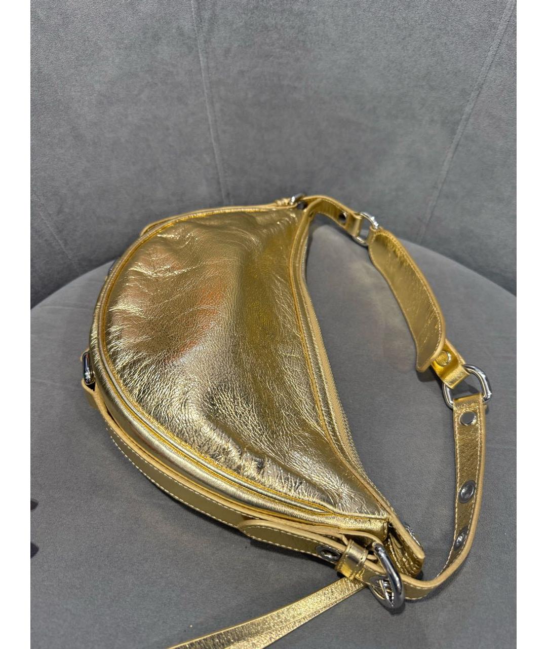 BY FAR Золотая кожаная сумка с короткими ручками, фото 4