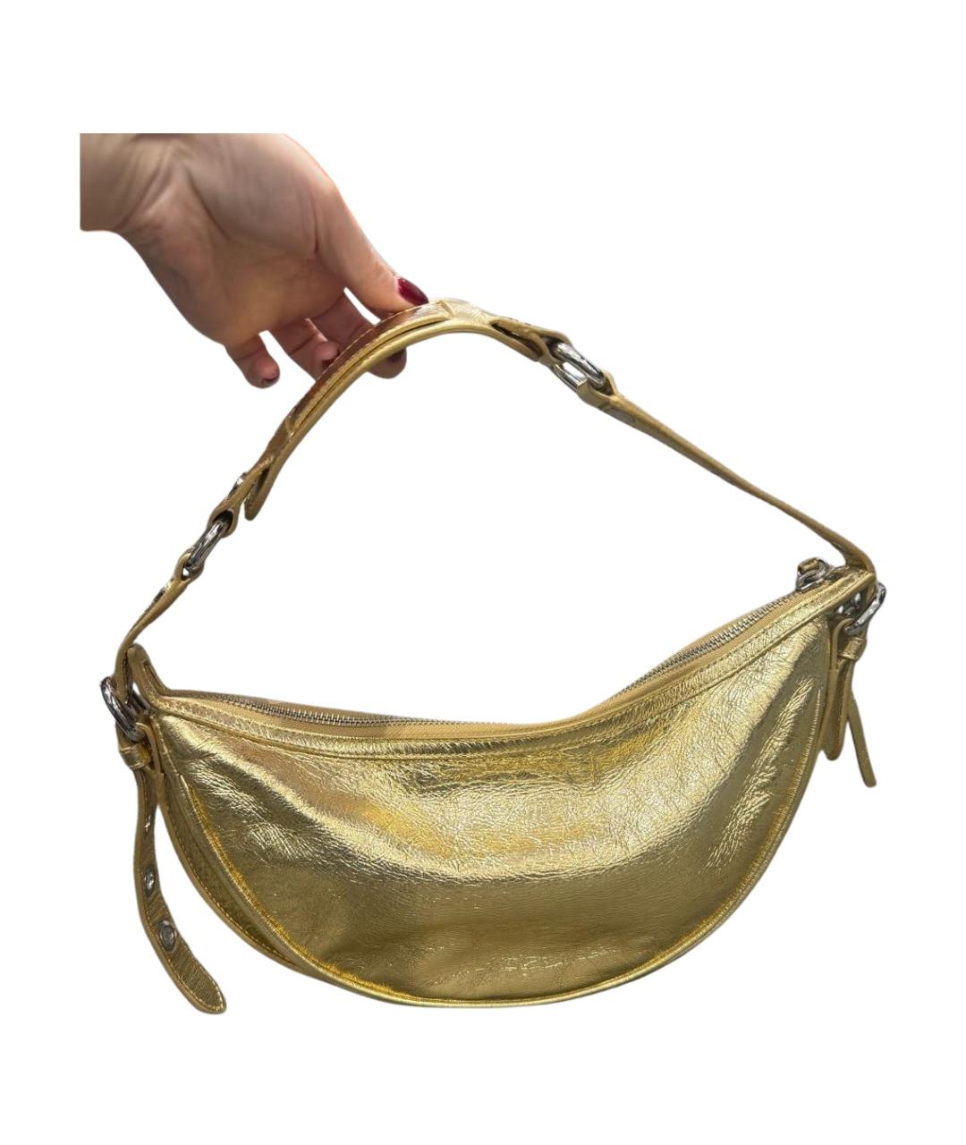 BY FAR Золотая кожаная сумка с короткими ручками, фото 9