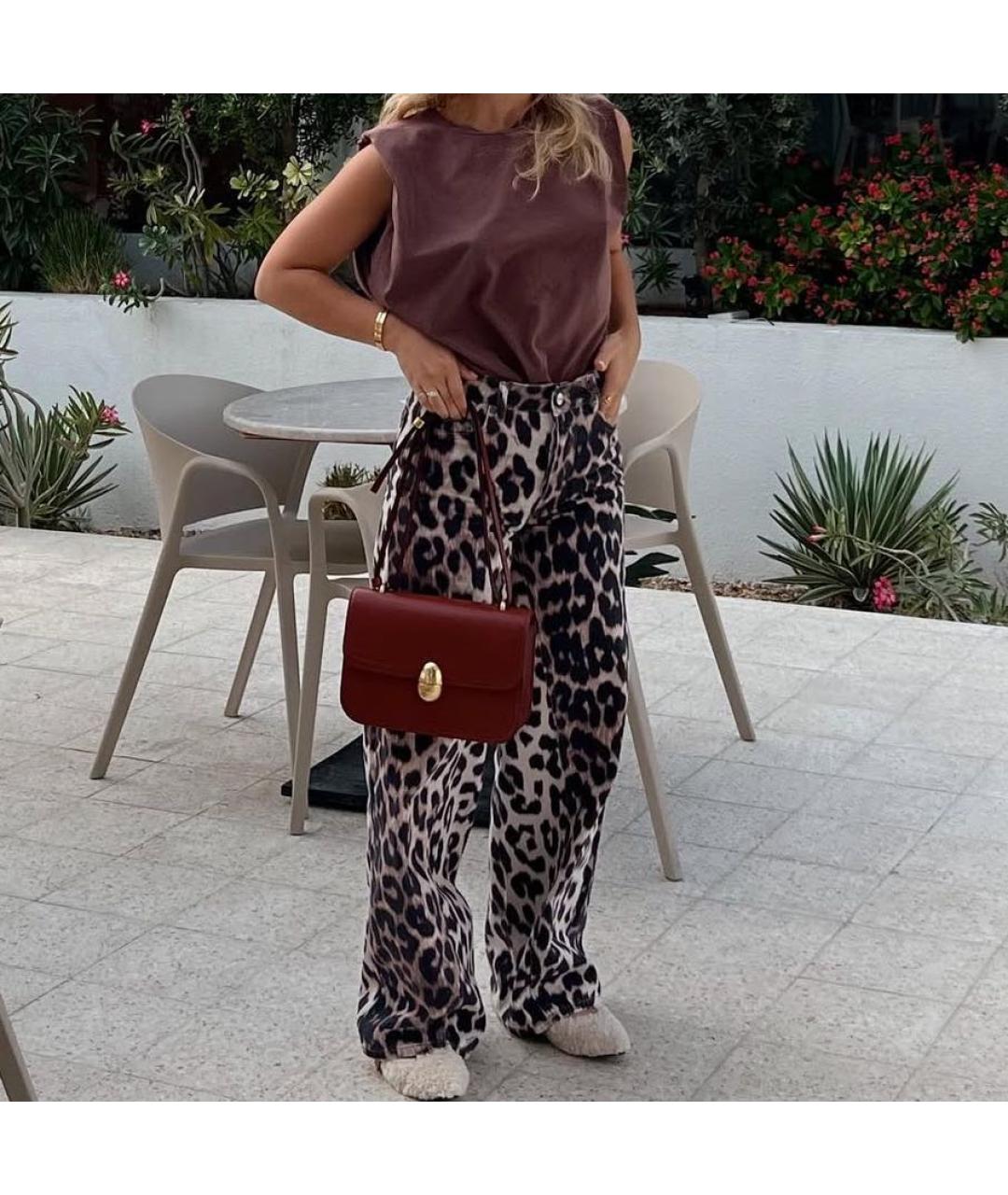 GANNI Коричневые хлопковые прямые джинсы, фото 7