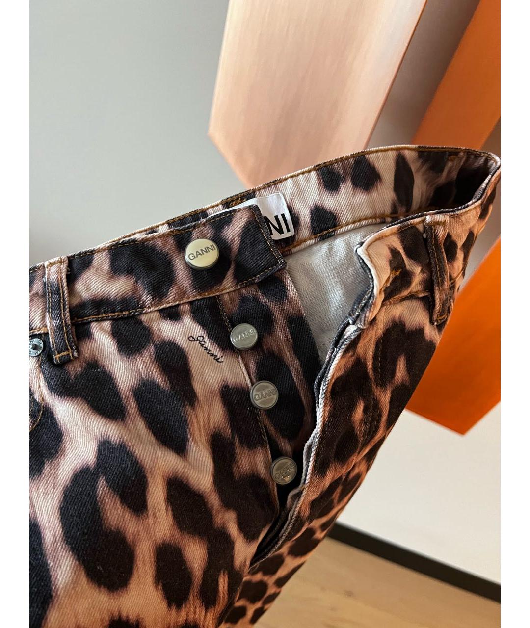 GANNI Коричневые хлопковые прямые джинсы, фото 3