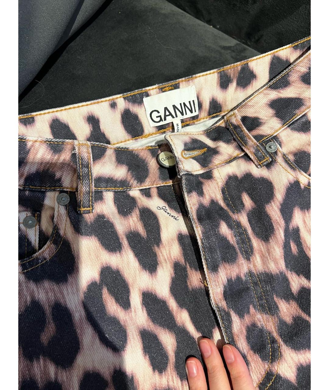 GANNI Коричневые хлопковые прямые джинсы, фото 5