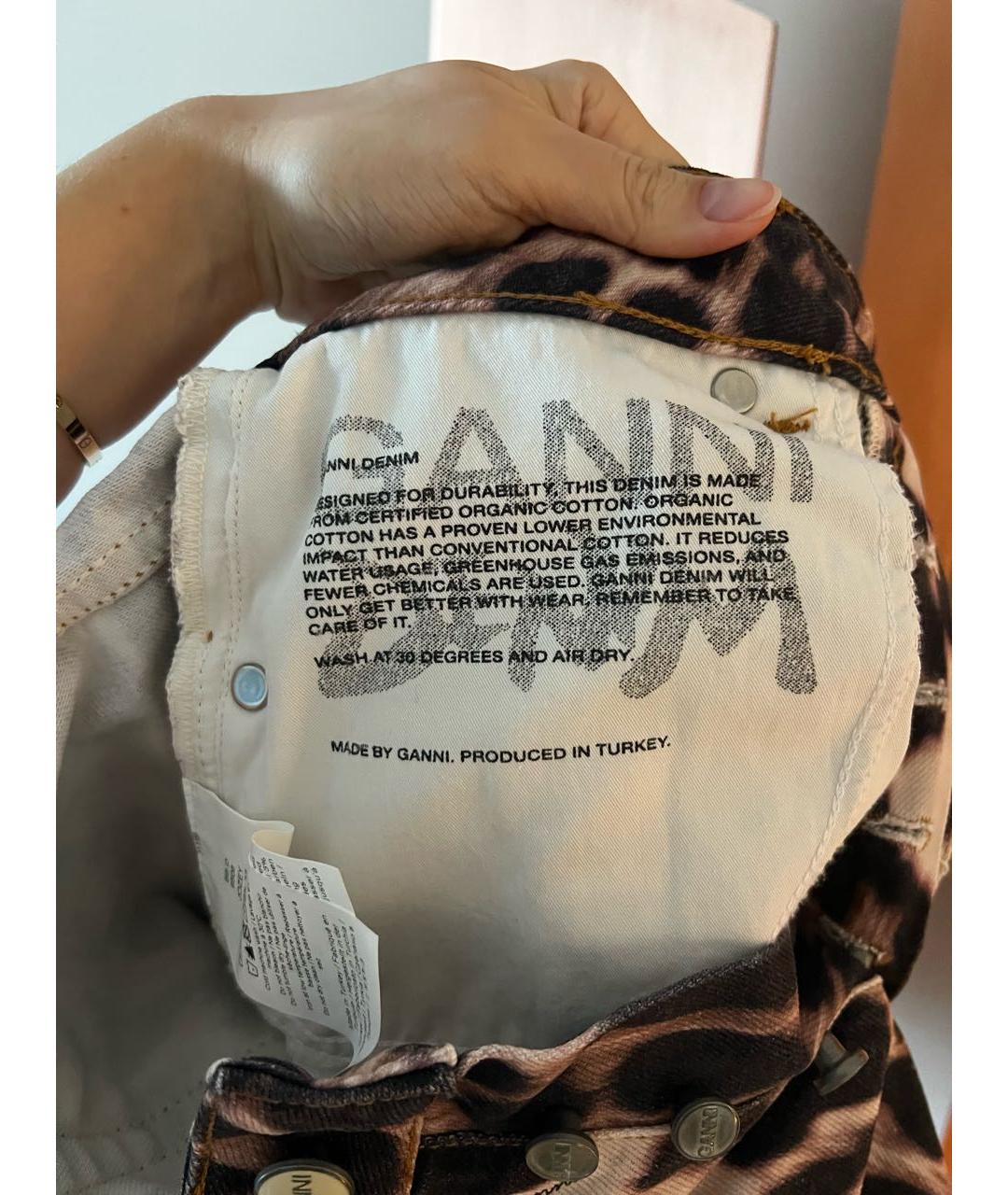 GANNI Коричневые хлопковые прямые джинсы, фото 4