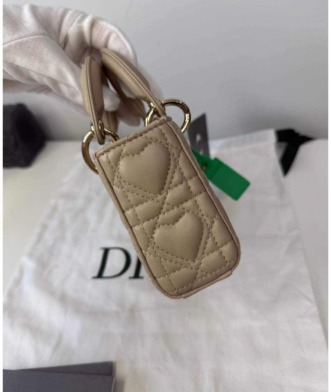 CHRISTIAN DIOR Бежевая кожаная сумка через плечо, фото 8