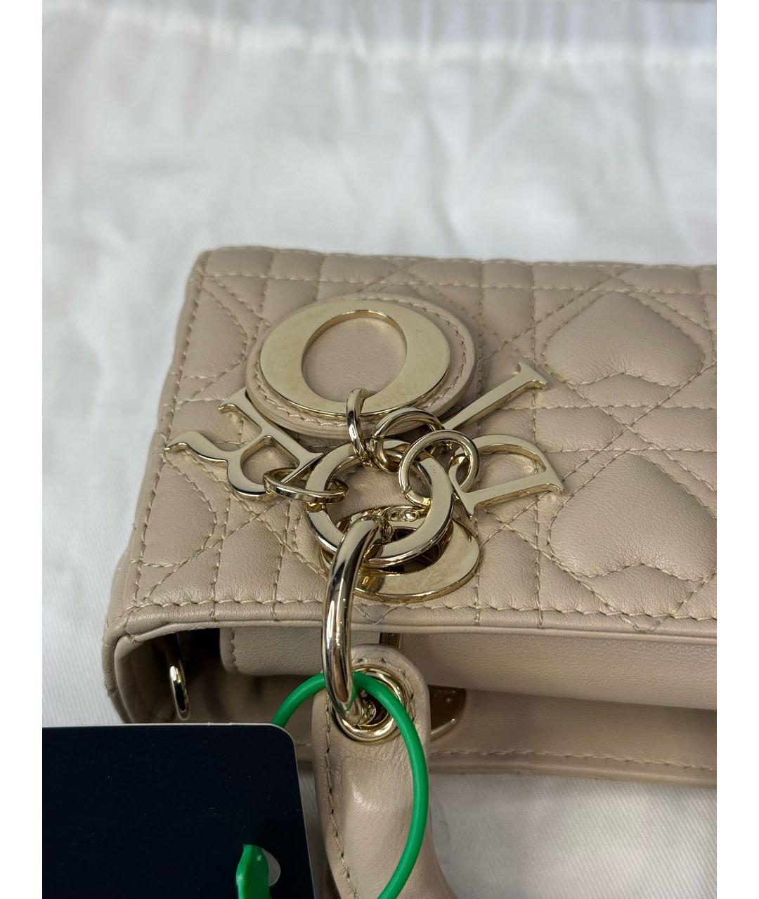 CHRISTIAN DIOR Бежевая кожаная сумка через плечо, фото 7