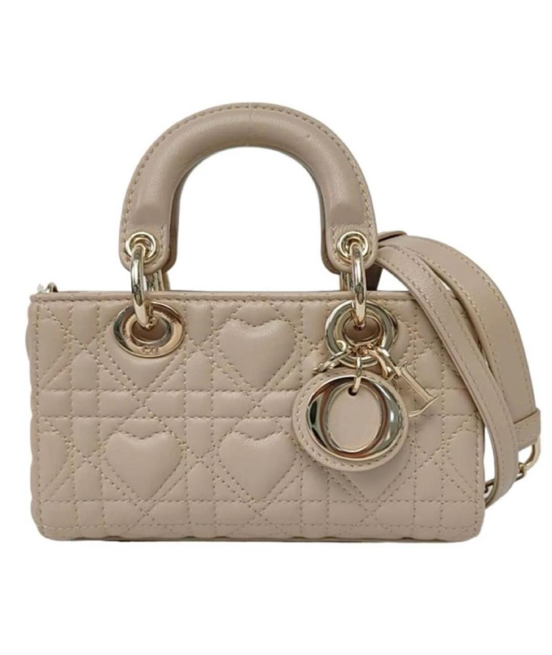 CHRISTIAN DIOR Бежевая кожаная сумка через плечо, фото 9