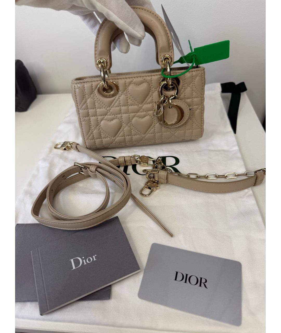 CHRISTIAN DIOR Бежевая кожаная сумка через плечо, фото 2