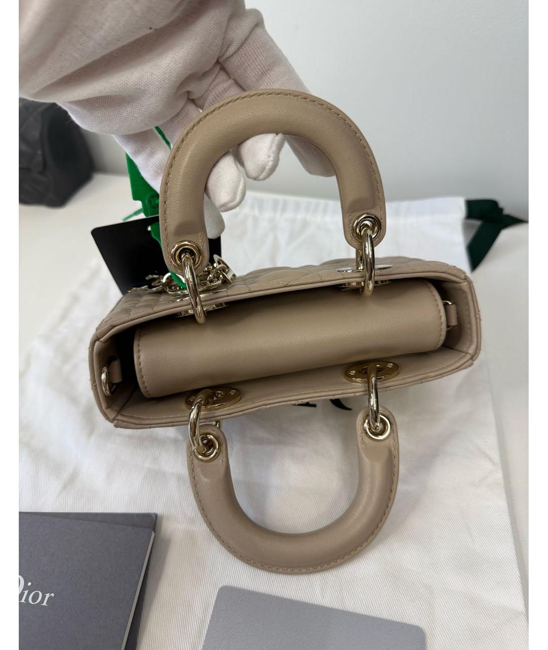 CHRISTIAN DIOR Бежевая кожаная сумка через плечо, фото 5