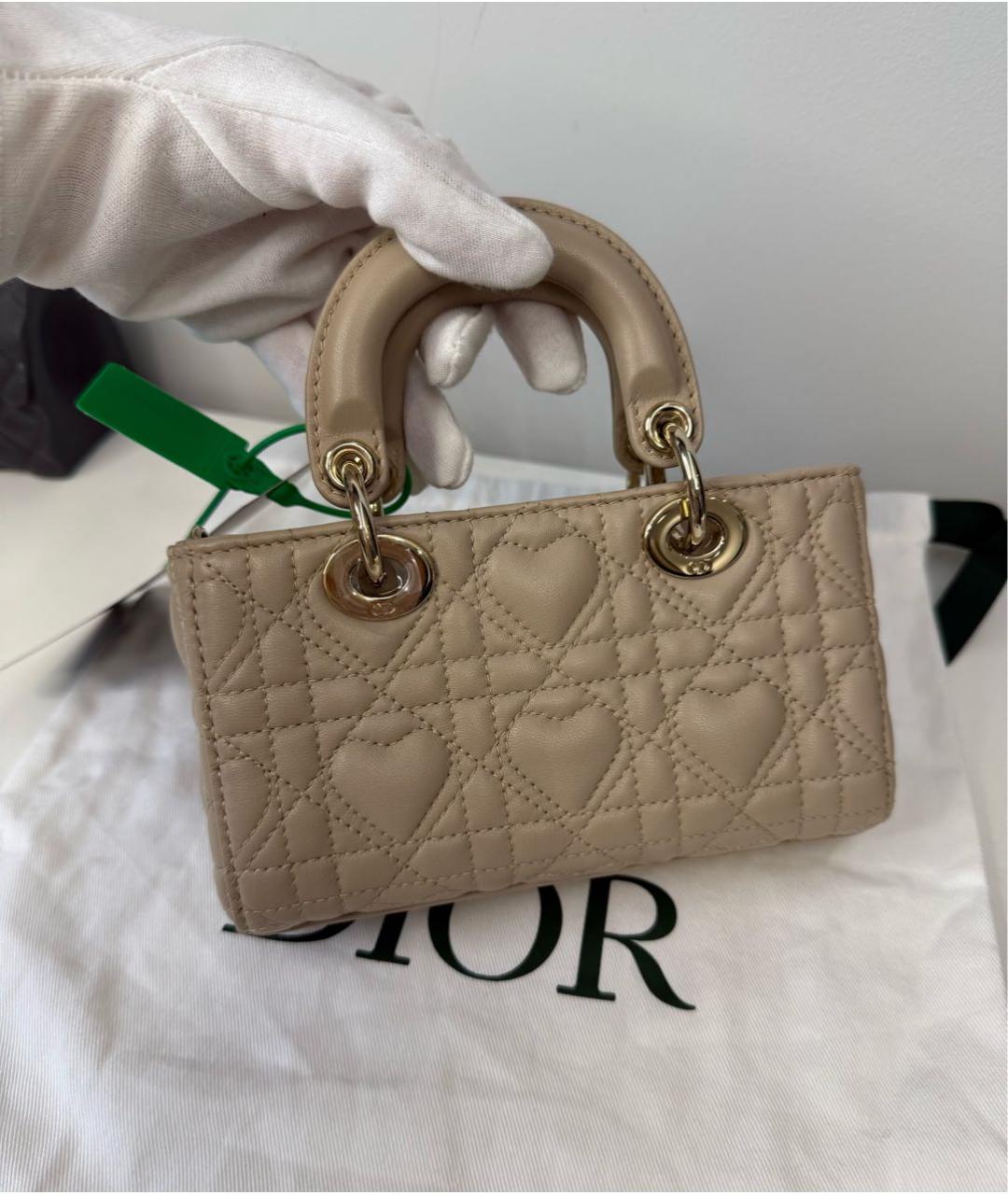 CHRISTIAN DIOR Бежевая кожаная сумка через плечо, фото 4