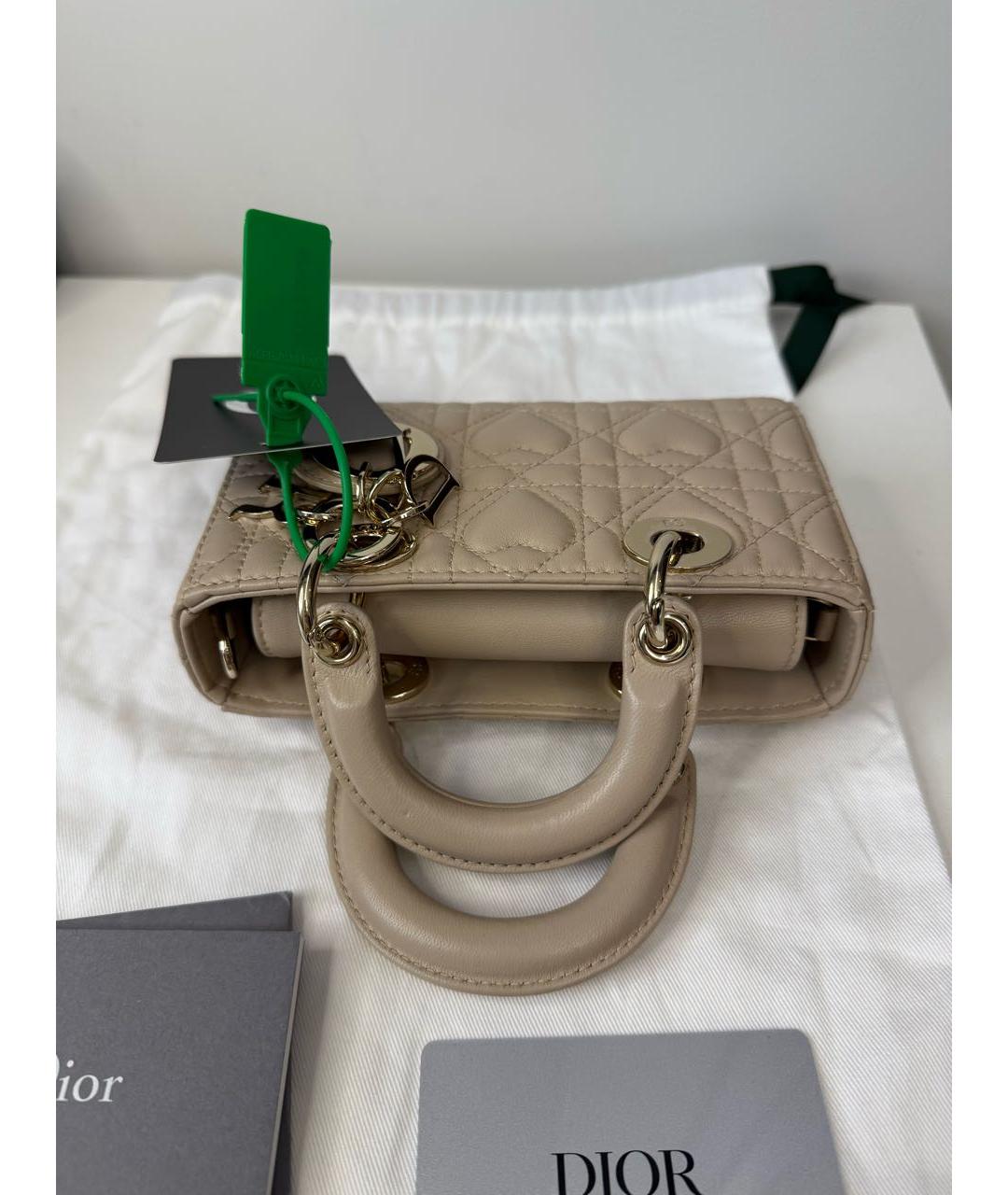 CHRISTIAN DIOR Бежевая кожаная сумка через плечо, фото 6