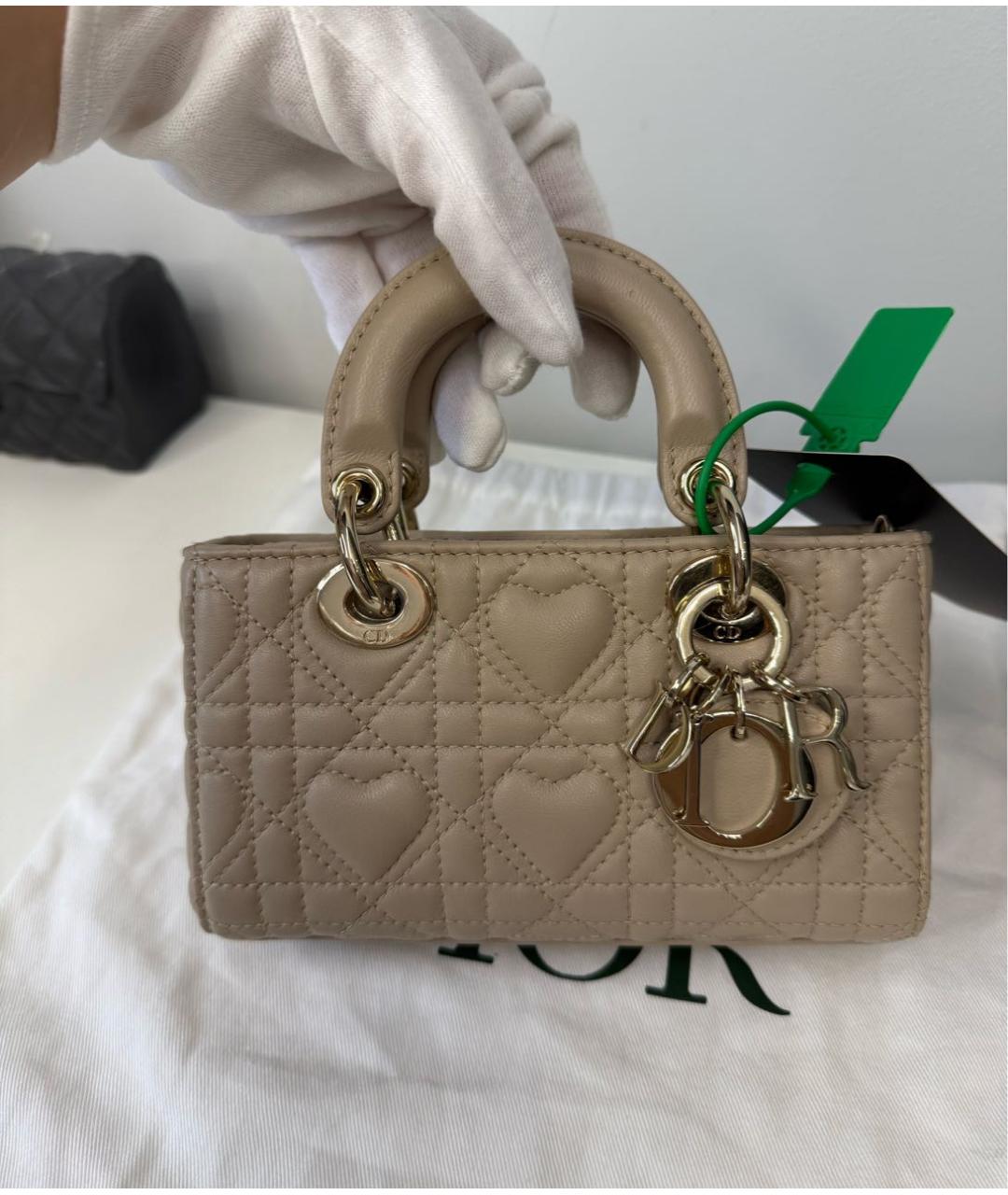 CHRISTIAN DIOR Бежевая кожаная сумка через плечо, фото 3