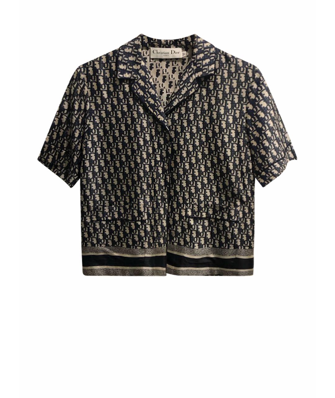 CHRISTIAN DIOR Синяя шелковая рубашка, фото 1