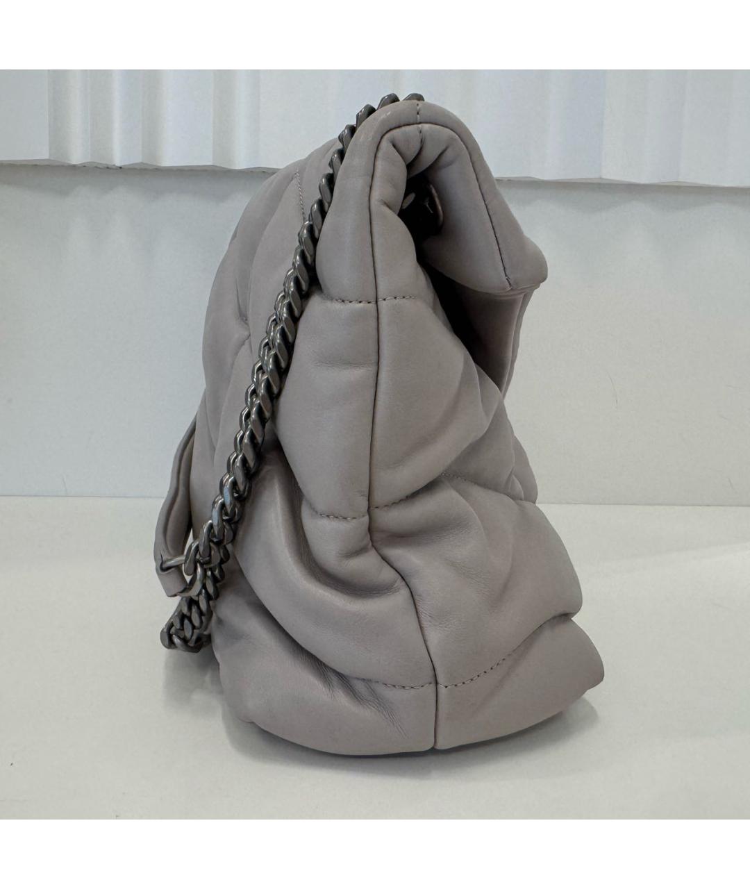 SAINT LAURENT Серая кожаная сумка через плечо, фото 3