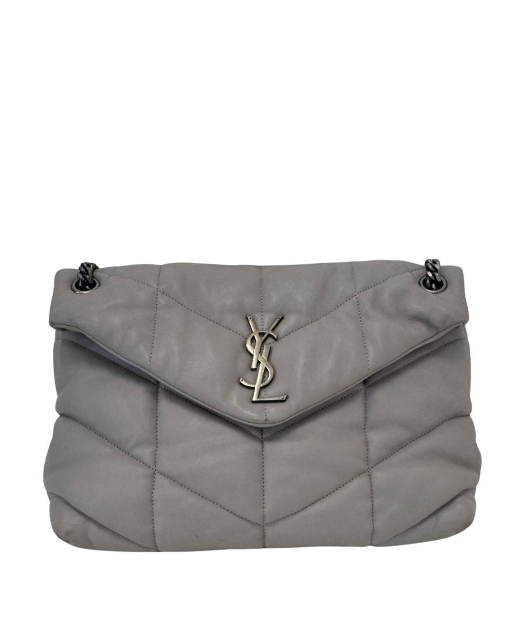 SAINT LAURENT Серая кожаная сумка через плечо, фото 1