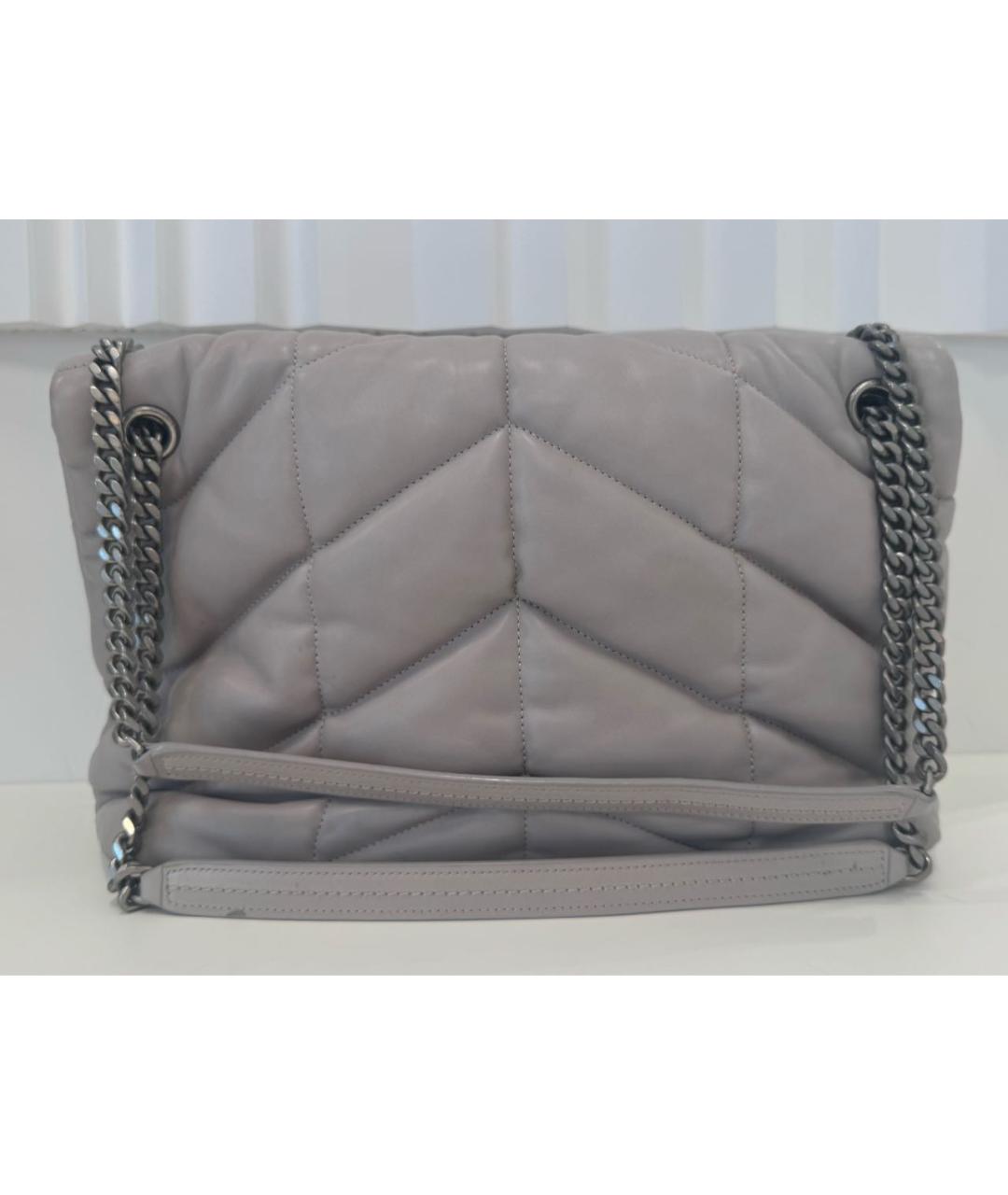 SAINT LAURENT Серая кожаная сумка через плечо, фото 2