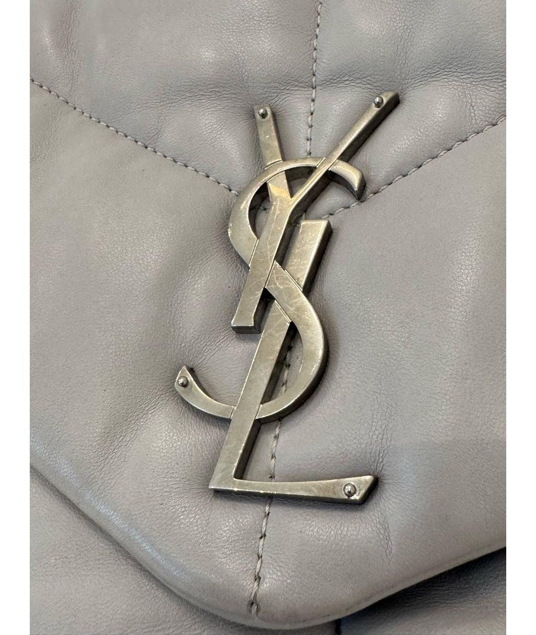 SAINT LAURENT Серая кожаная сумка через плечо, фото 4