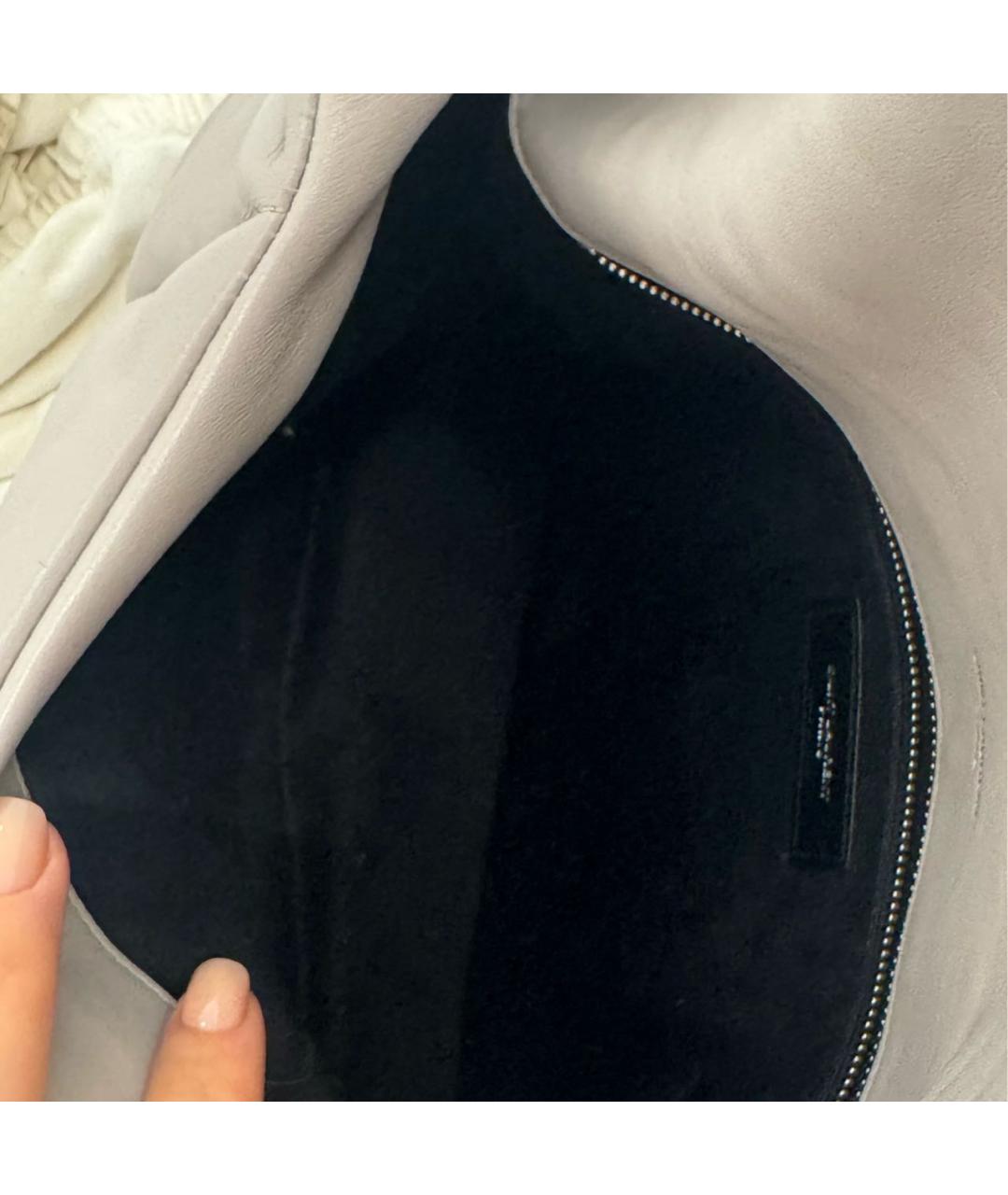 SAINT LAURENT Серая кожаная сумка через плечо, фото 6