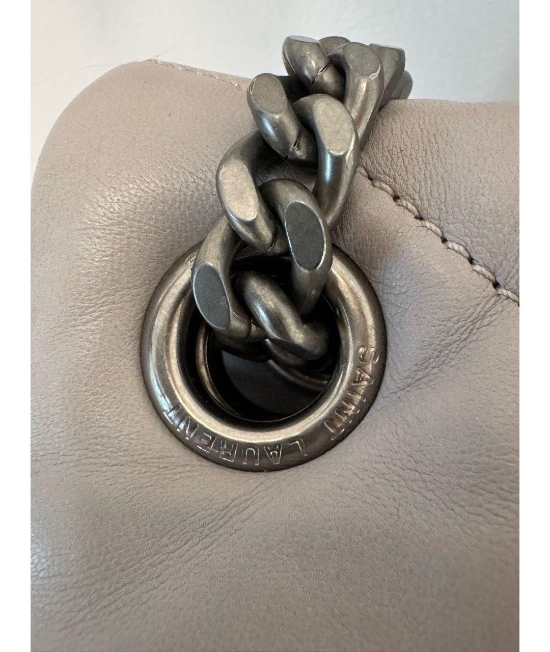 SAINT LAURENT Серая кожаная сумка через плечо, фото 5