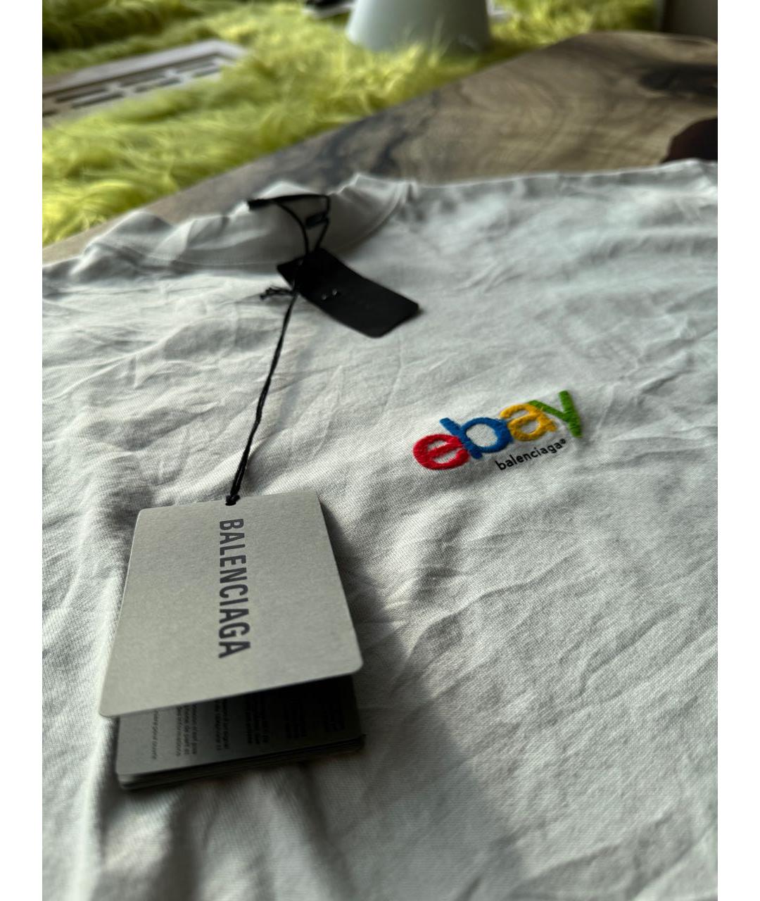 BALENCIAGA Бежевая хлопковая футболка, фото 3