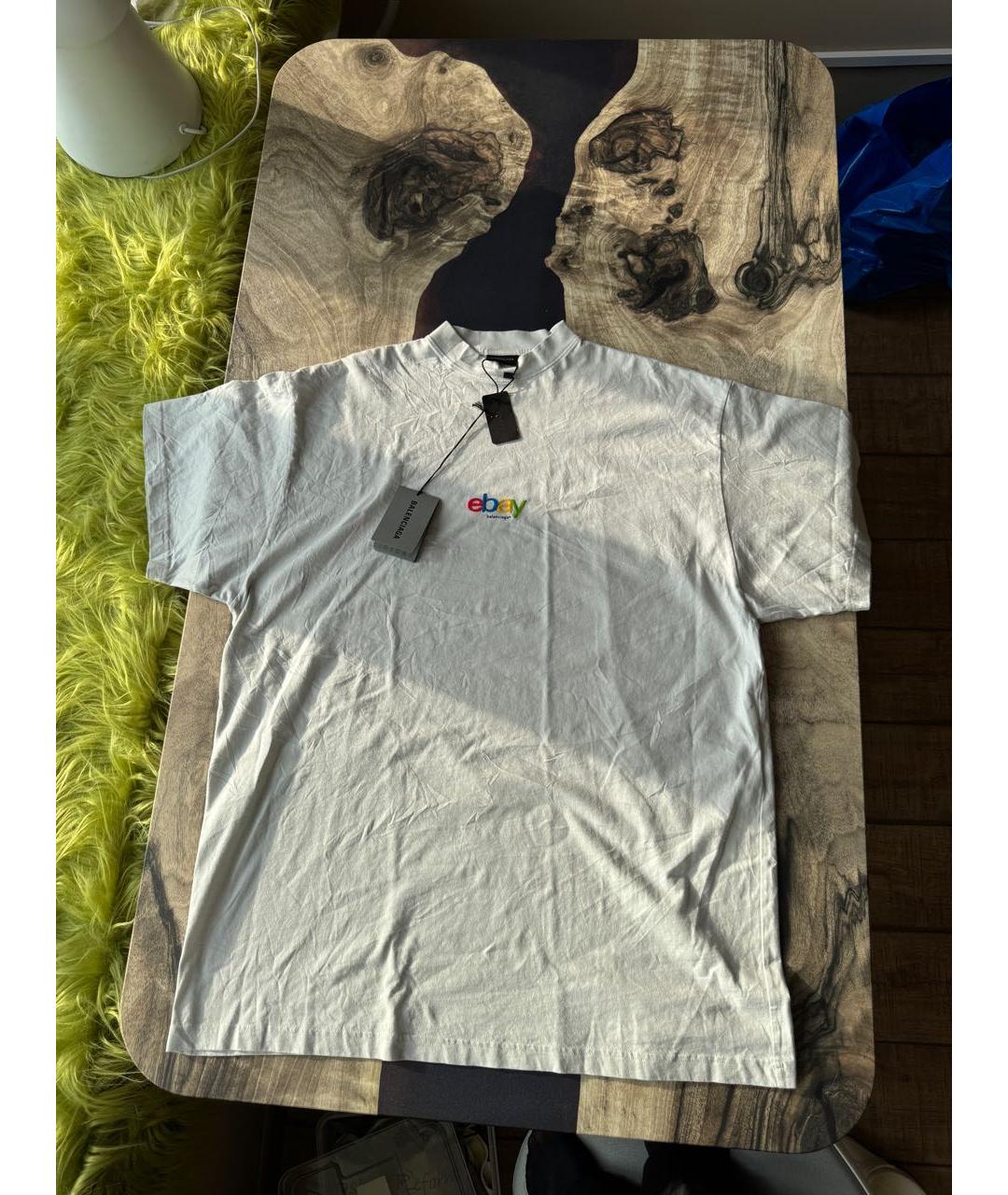 BALENCIAGA Бежевая хлопковая футболка, фото 9