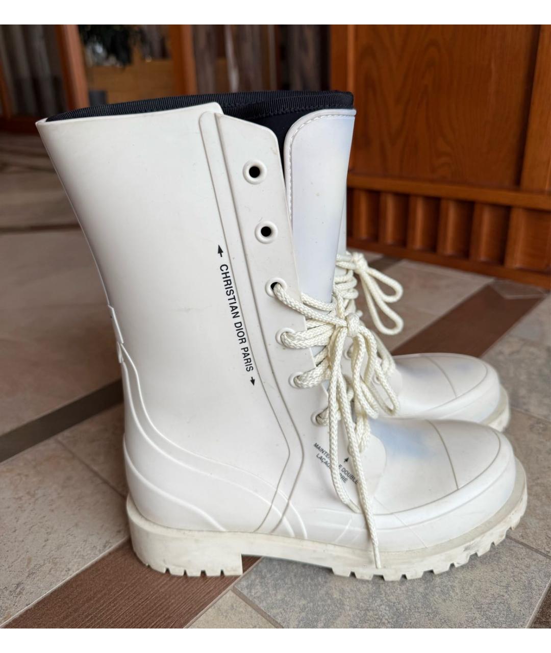 CHRISTIAN DIOR Белые резиновые ботинки, фото 8