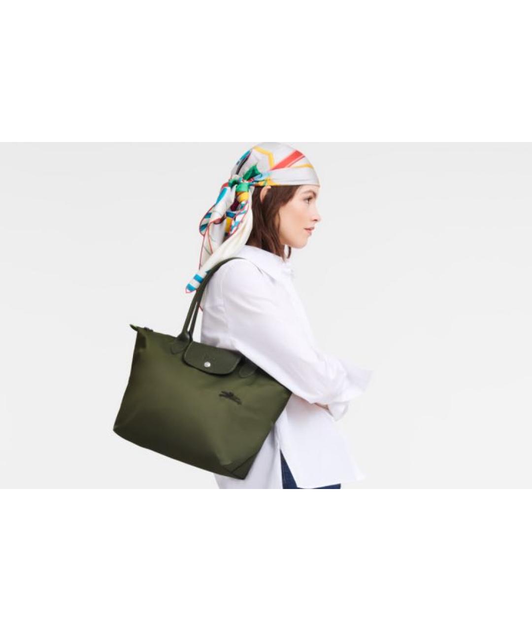 LONGCHAMP Хаки тканевая сумка тоут, фото 4