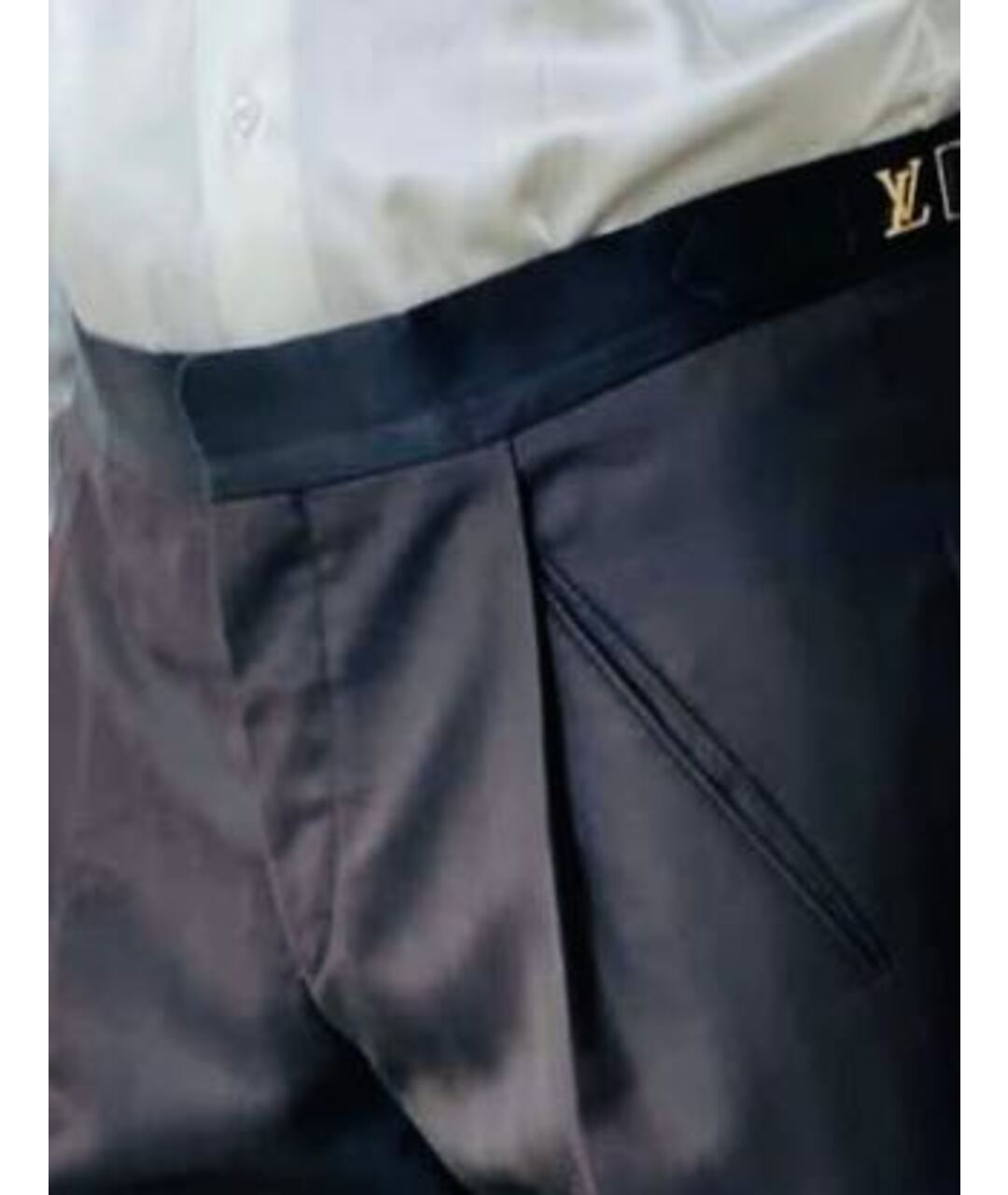 LOUIS VUITTON PRE-OWNED Серые шерстяные классические брюки, фото 6