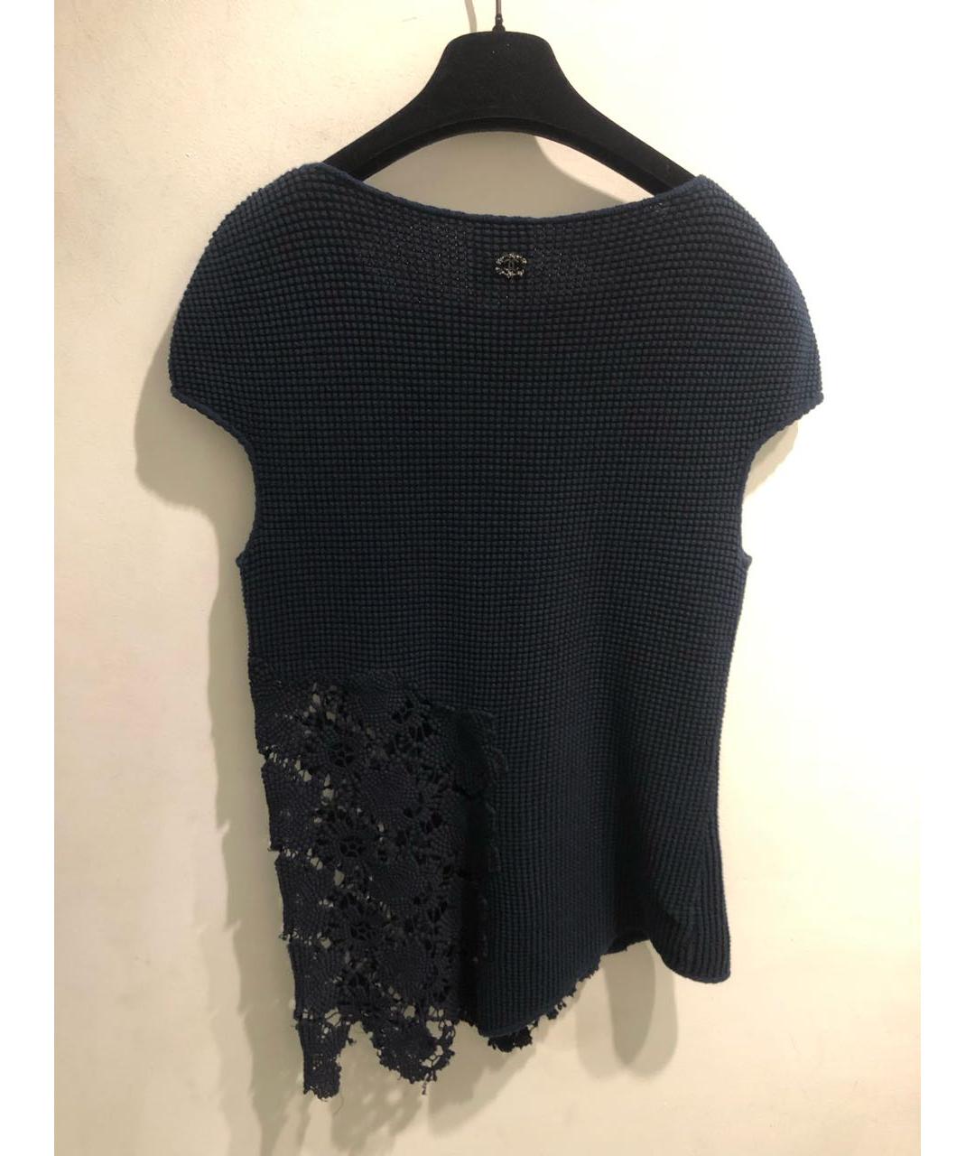 CHANEL Темно-синяя хлопковая майка, фото 2