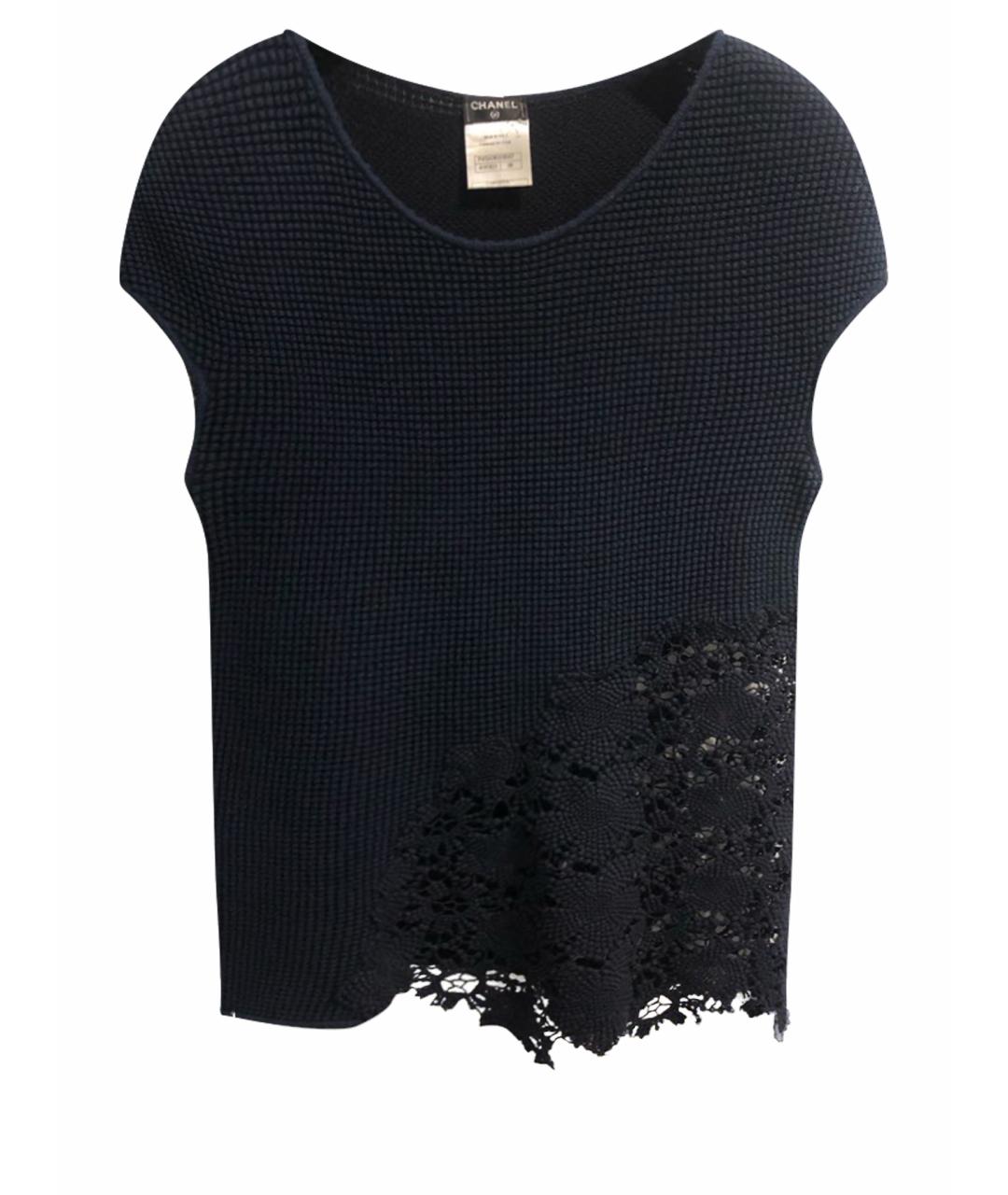 CHANEL Темно-синяя хлопковая майка, фото 1