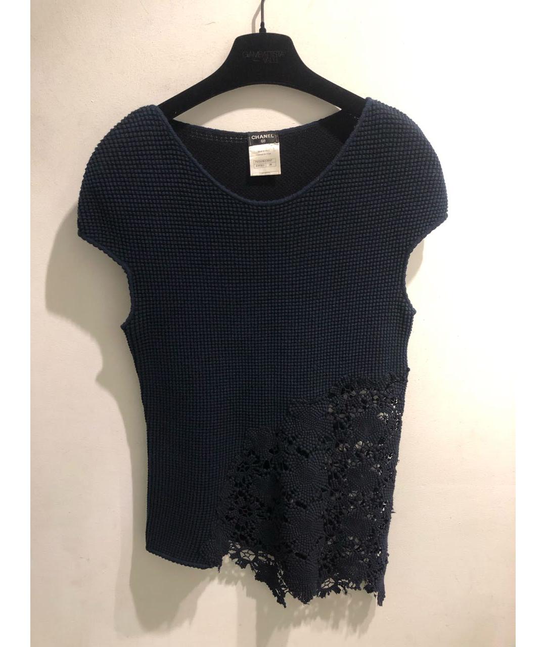 CHANEL Темно-синяя хлопковая майка, фото 8