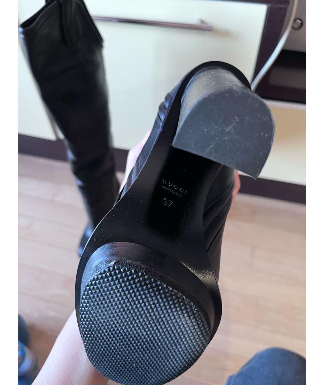 GUCCI Черные кожаные ботфорты, фото 7