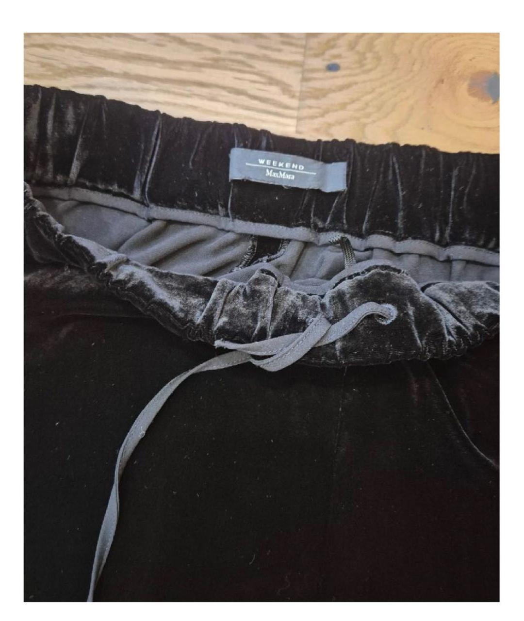 WEEKEND MAX MARA Черные велюровые брюки широкие, фото 3