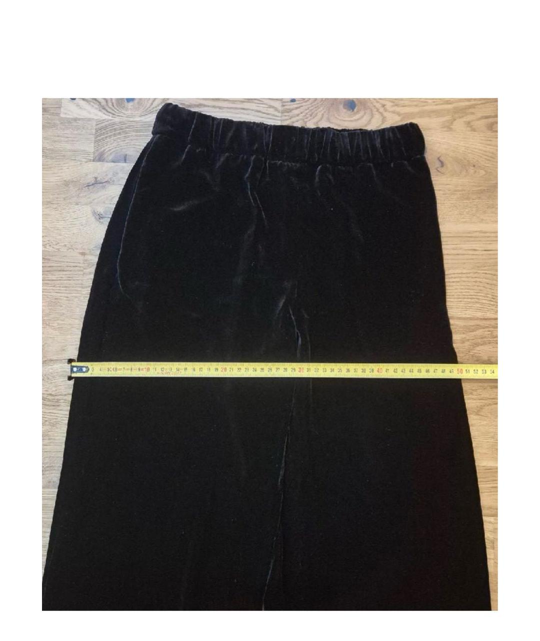 WEEKEND MAX MARA Черные велюровые брюки широкие, фото 6
