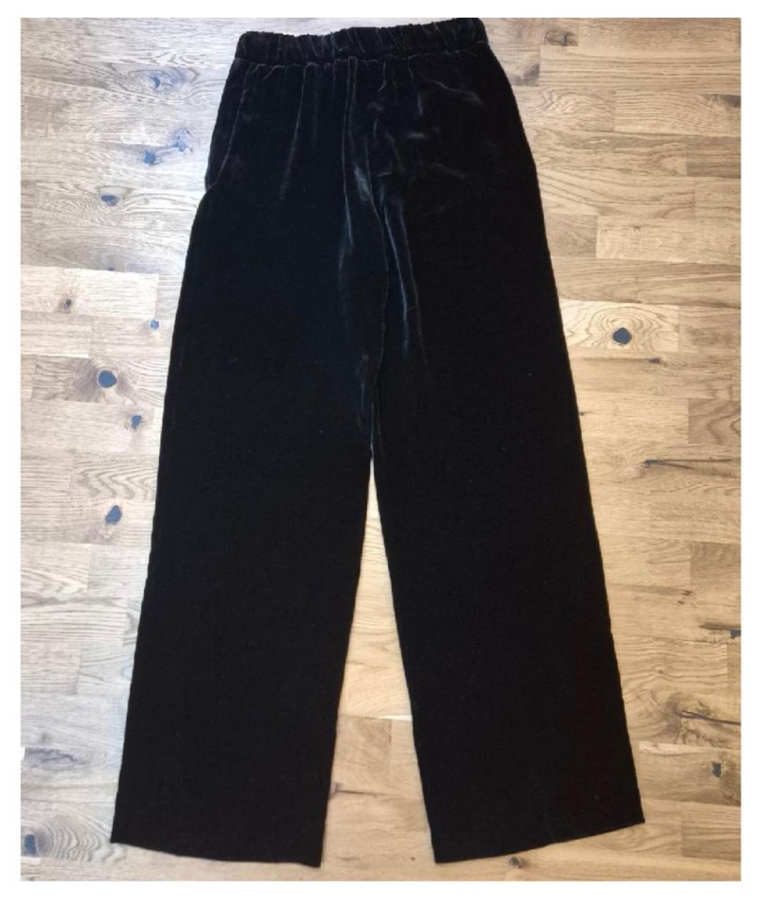 WEEKEND MAX MARA Черные велюровые брюки широкие, фото 7