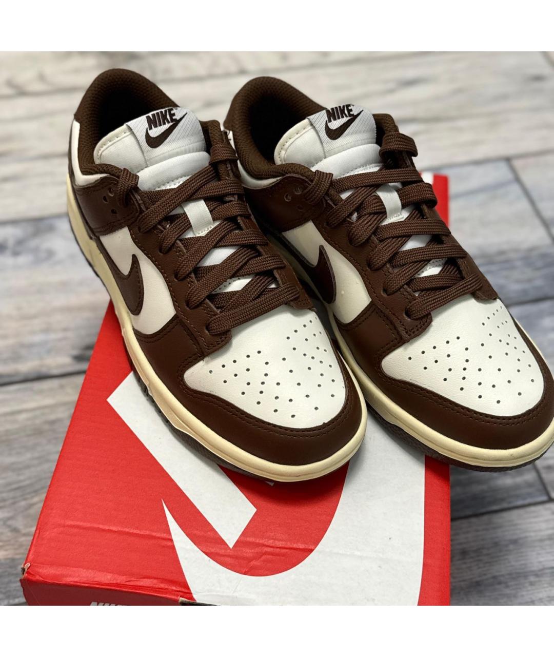 NIKE Коричневые кожаные кроссовки, фото 2