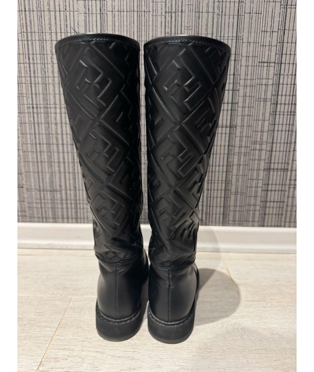 FENDI Черные кожаные сапоги, фото 4