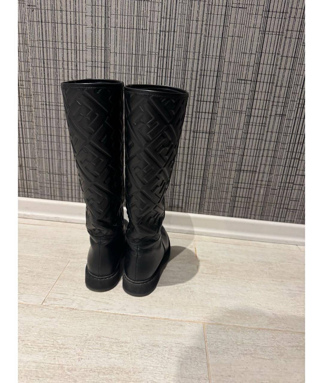 FENDI Черные кожаные сапоги, фото 2