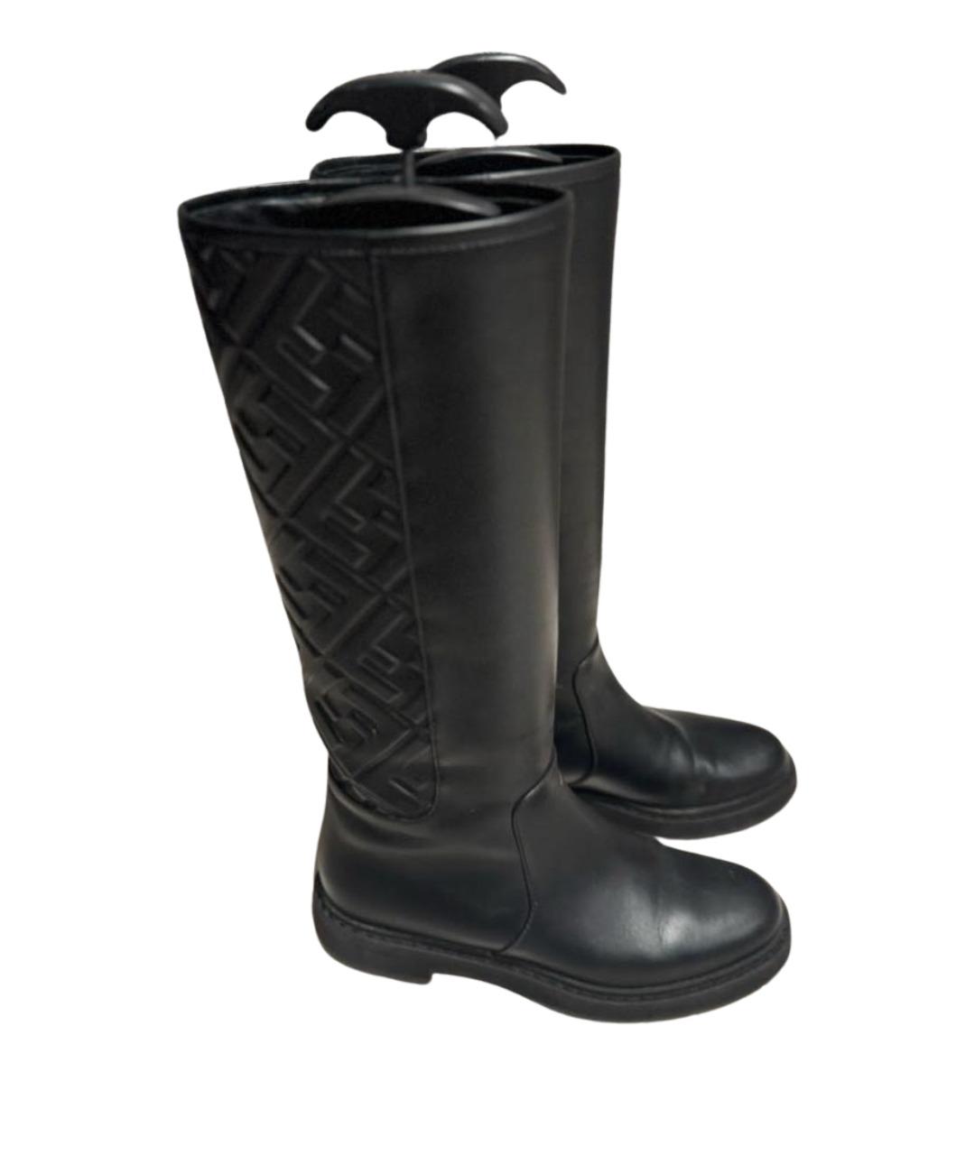 FENDI Черные кожаные сапоги, фото 6