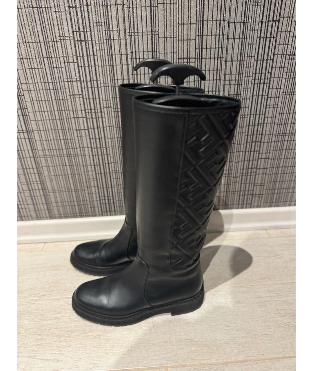FENDI Черные кожаные сапоги, фото 5