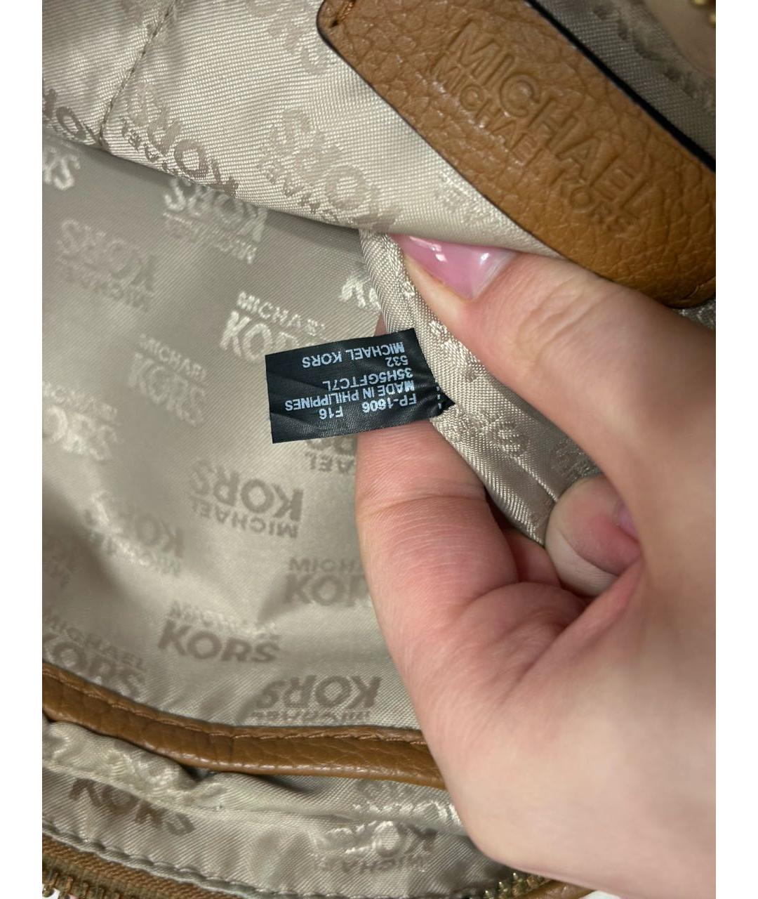 MICHAEL KORS Коричневая кожаная сумка через плечо, фото 4