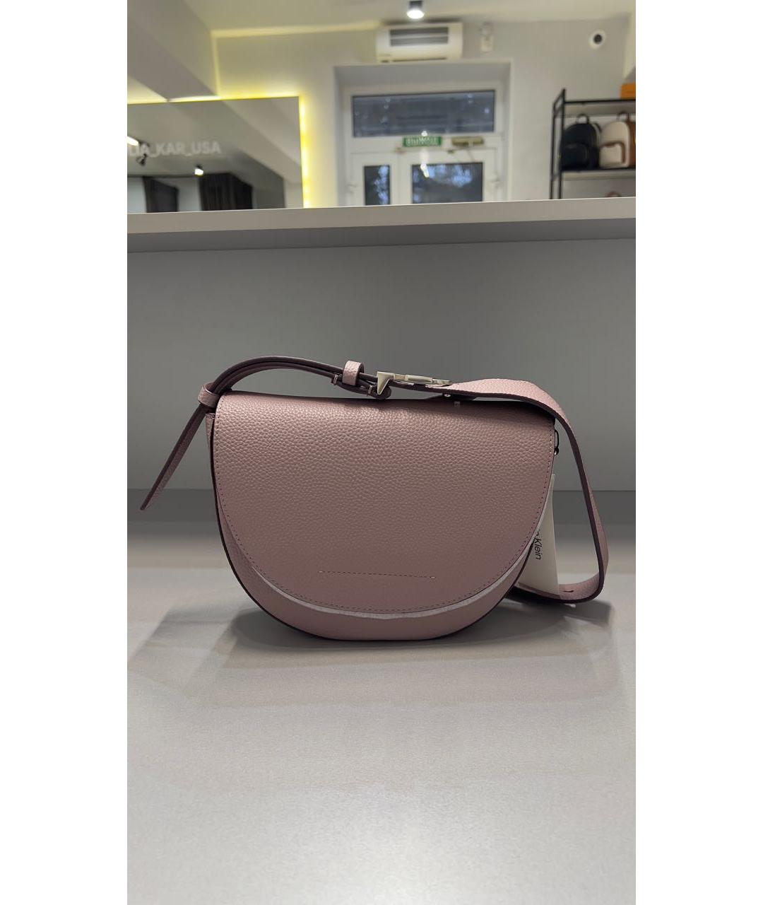 CALVIN KLEIN Розовая кожаная сумка через плечо, фото 5