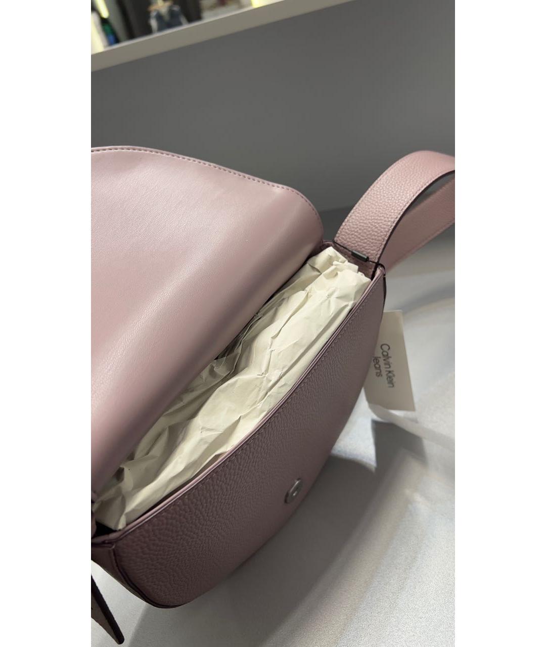CALVIN KLEIN Розовая кожаная сумка через плечо, фото 4