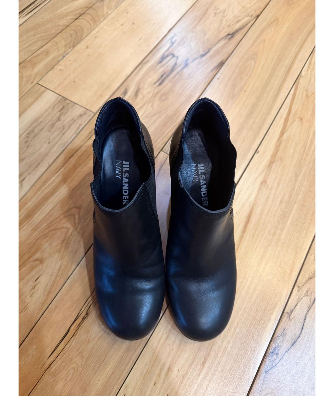 JIL SANDER Темно-синие кожаные ботинки, фото 2