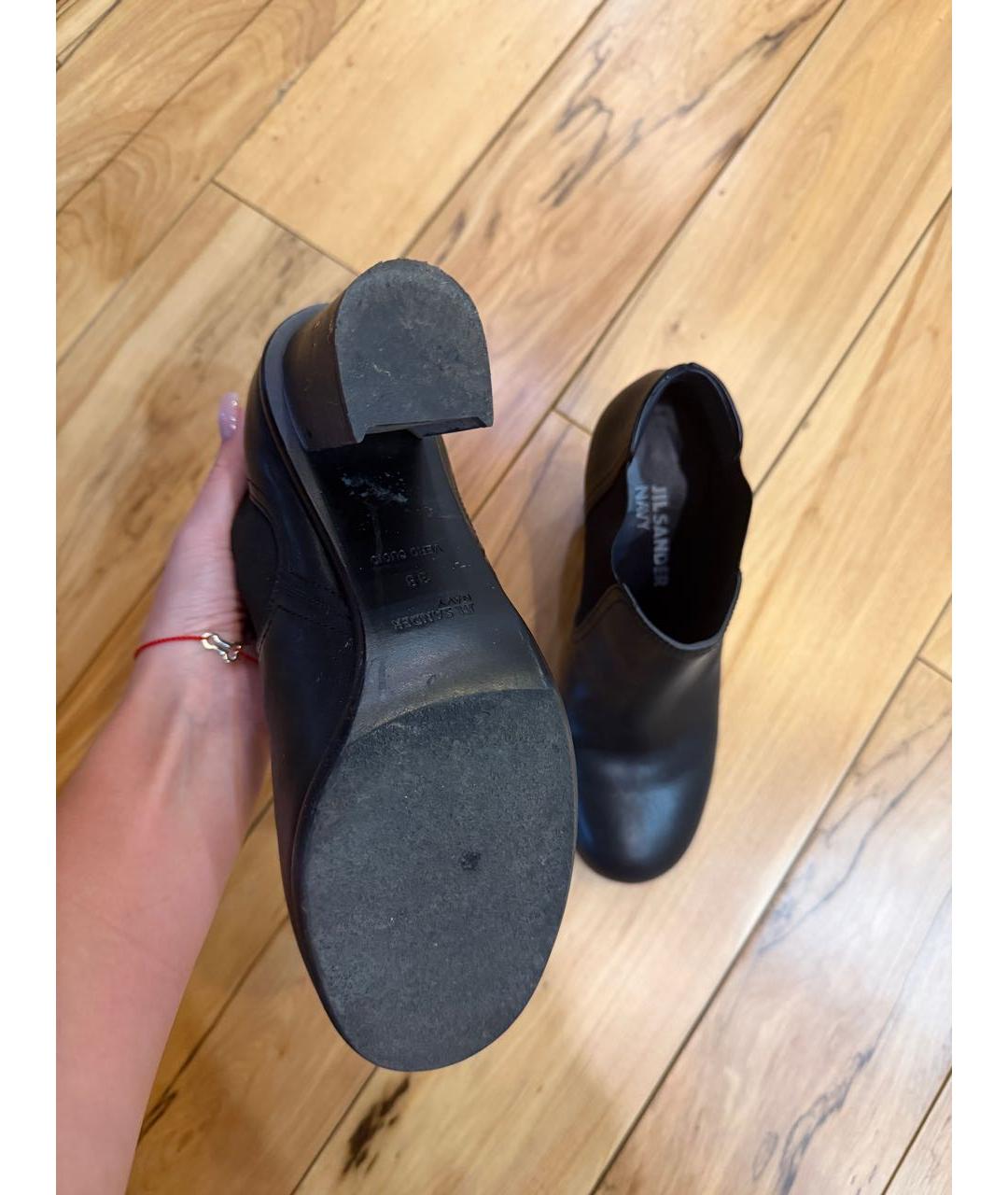 JIL SANDER Темно-синие кожаные ботинки, фото 4