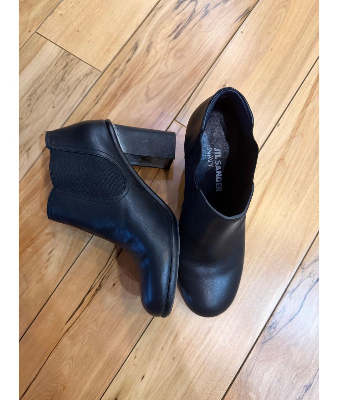 JIL SANDER Темно-синие кожаные ботинки, фото 5
