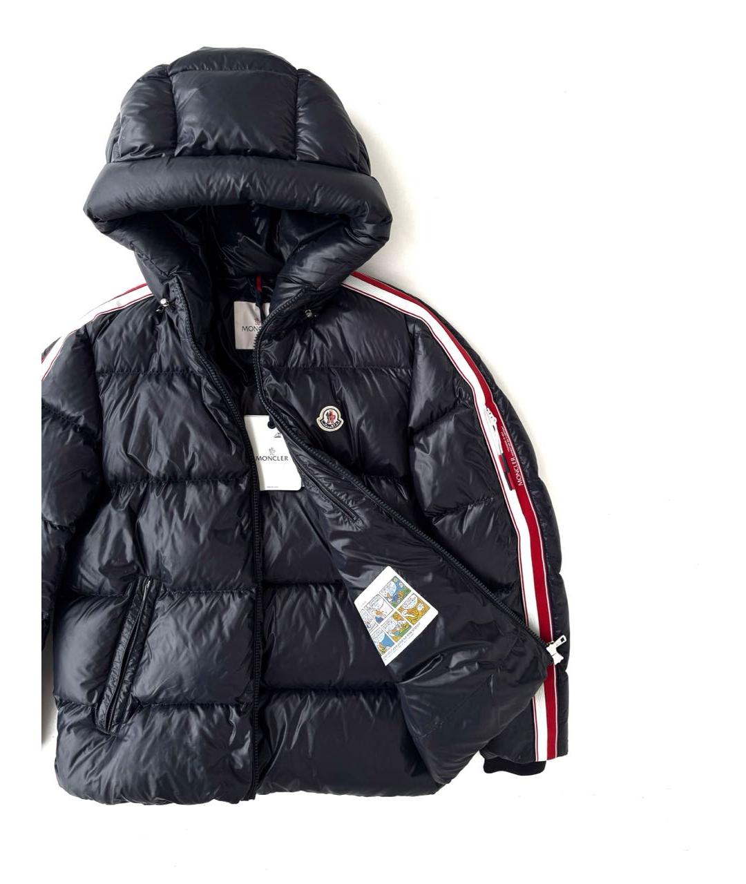 MONCLER Темно-синий полиэстеровый пуховик, фото 4