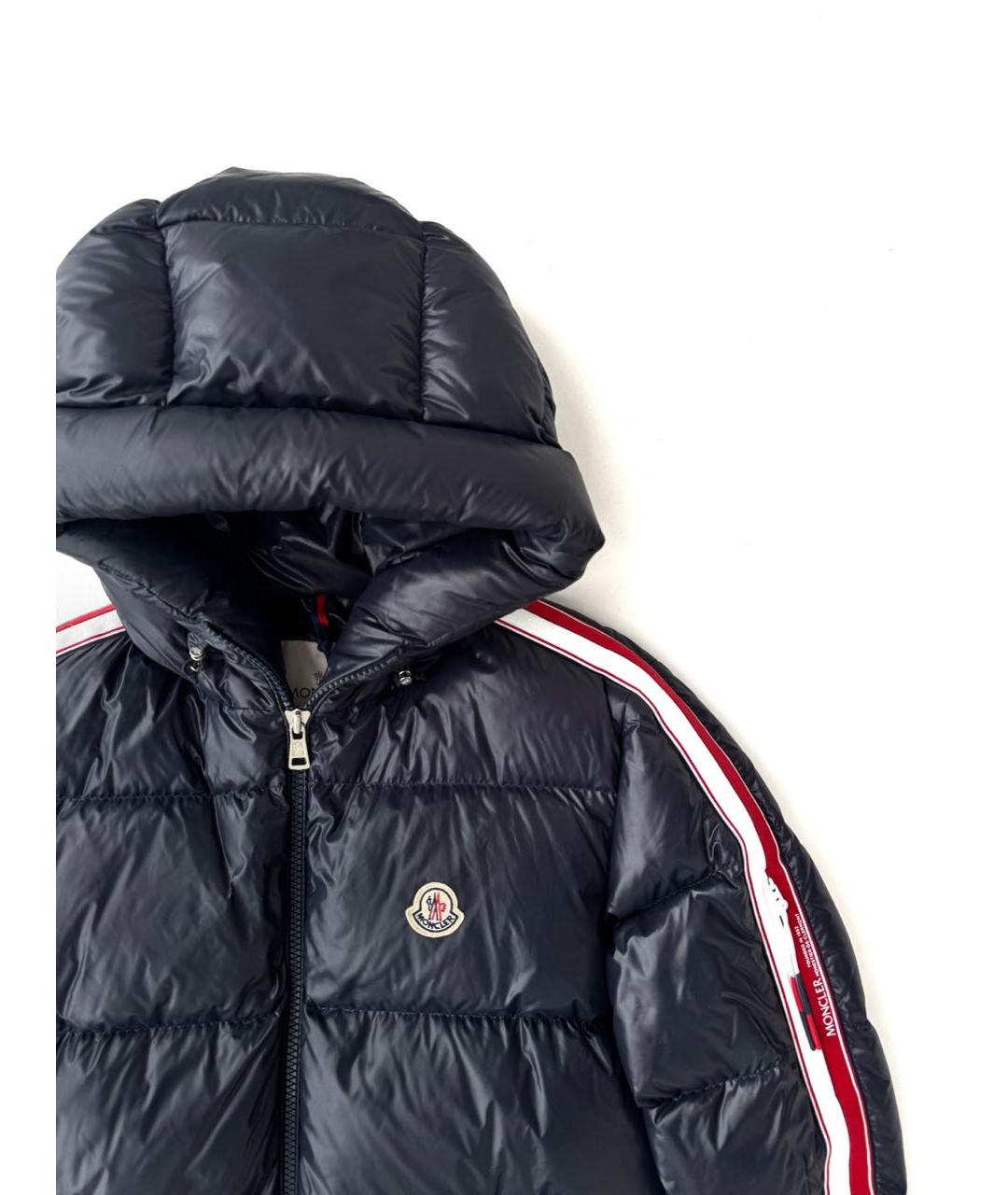 MONCLER Темно-синий полиэстеровый пуховик, фото 2