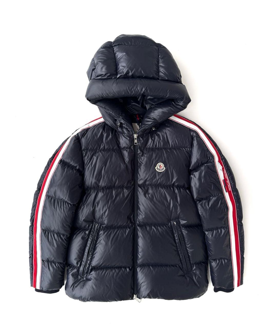 MONCLER Темно-синий полиэстеровый пуховик, фото 8