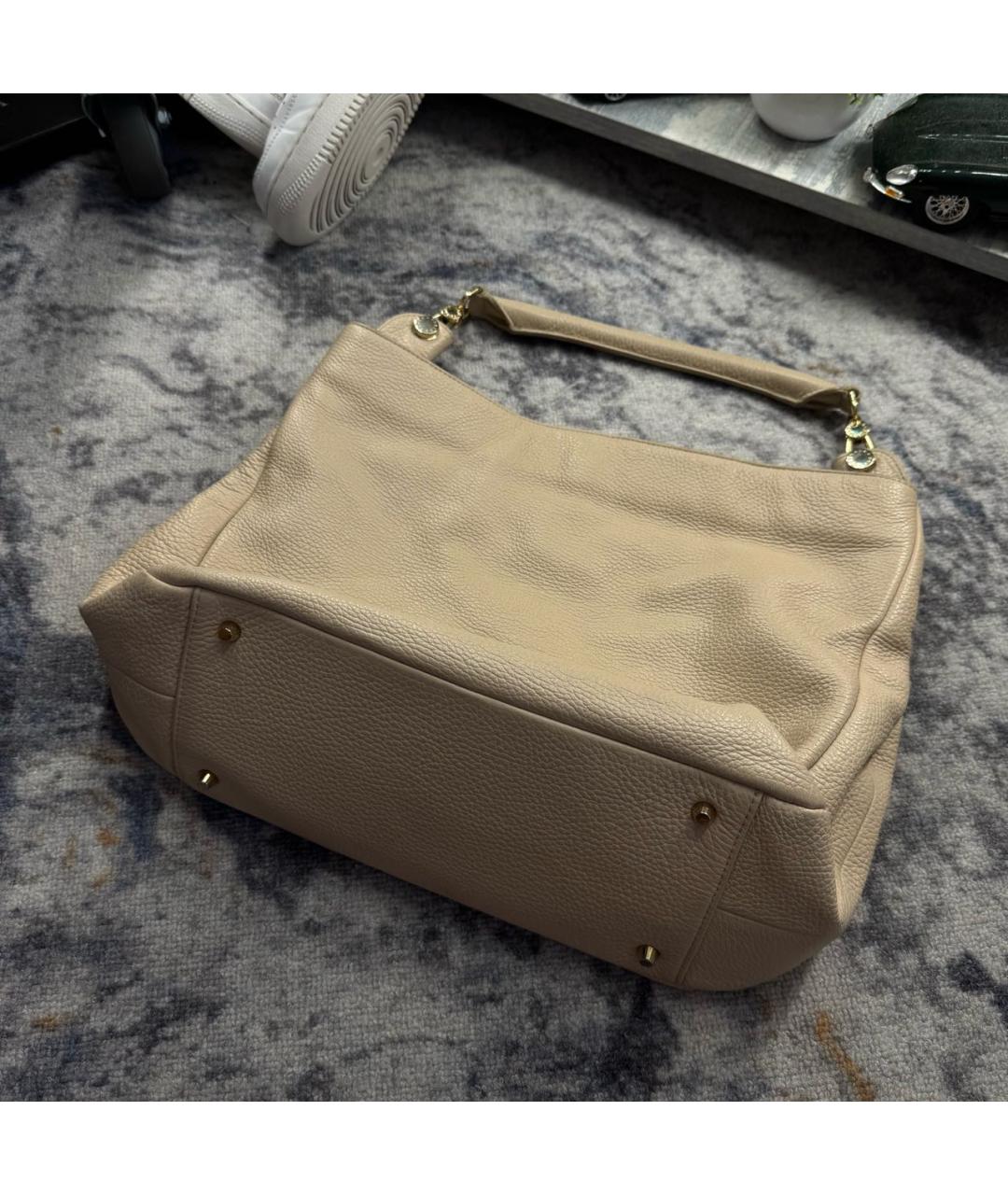 FURLA Бежевая кожаная сумка с короткими ручками, фото 4
