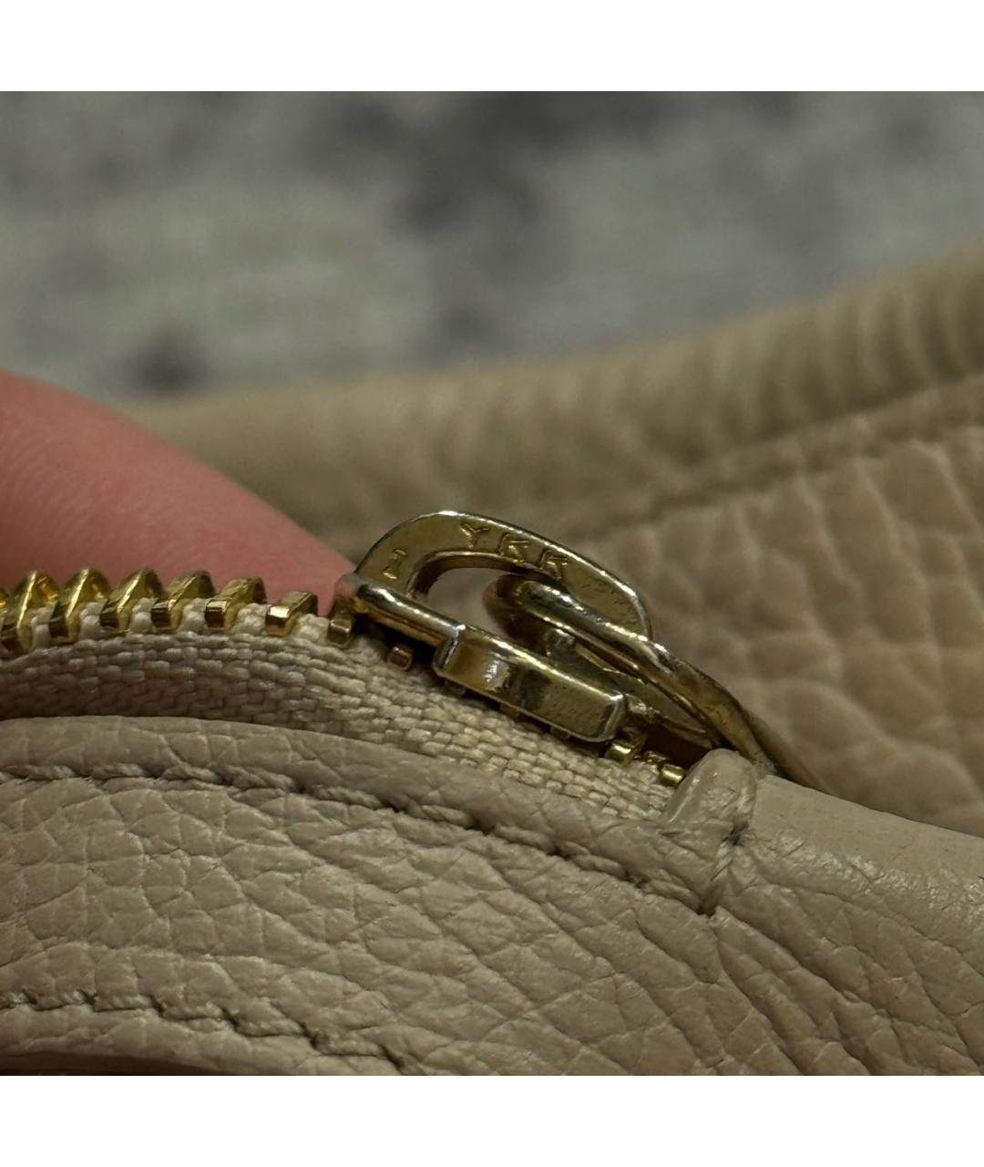 FURLA Бежевая кожаная сумка с короткими ручками, фото 7