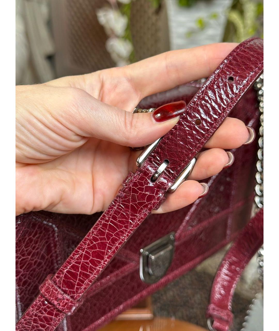 CHRISTIAN DIOR Бордовая сумка через плечо из лакированной кожи, фото 7